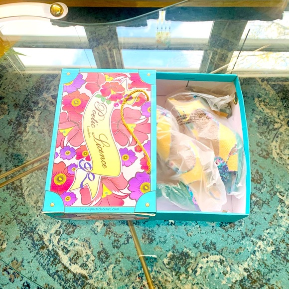 ✨ Antrhopologie✨ Raffia Chunky Sandals W/Corked Heels & Floral Accent - Picture 8 of 16